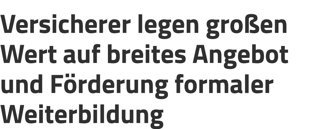 Versicherer legen gro en Wert auf breites Angebot und F rderung formaler Weiterbildung