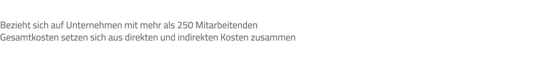 Bezieht sich auf Unternehmen mit mehr als 250 Mitarbeitenden Gesamtkosten setzen sich aus direkten und indirekten Kos...